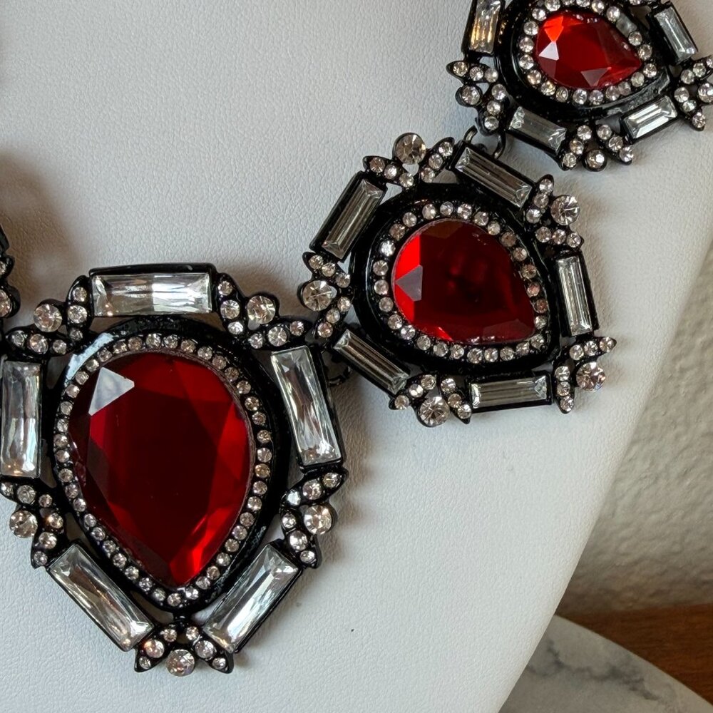 Blood Red & Black Statement Necklace - Vampire - Whimsigoth